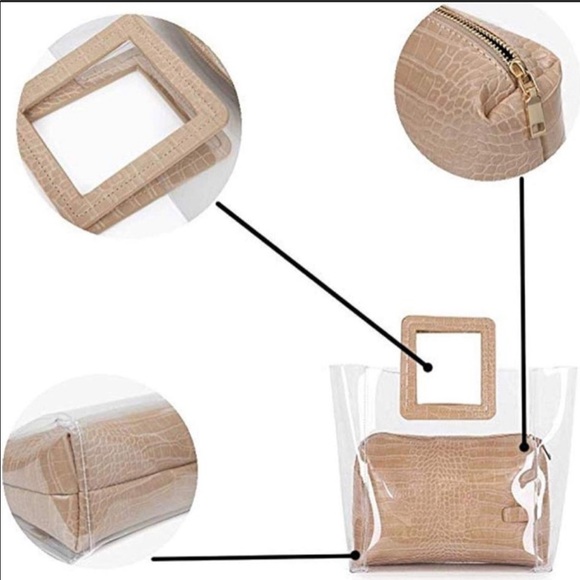 Transparent Tote Bag with Tan Pouch - Picture 6 of 9